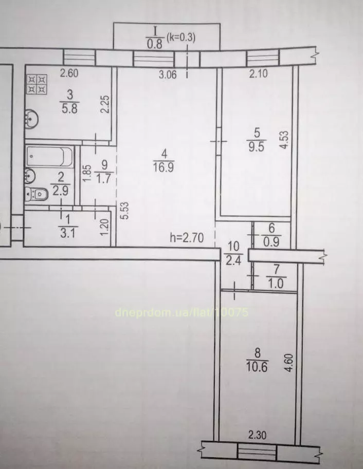 Продам 3к квартиру 35500 $, 52 м² проспект Івана Мазепи, Новокодацький район. Фото №2