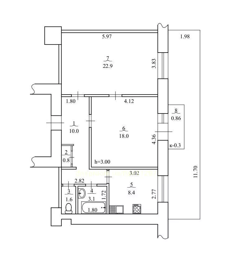 Продам 2к квартиру 60000 $, 66 м² проспект Дмитра Яворницького, Соборний район. Фото №25