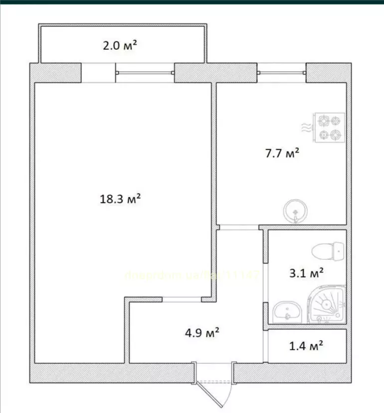 Продам 1к квартиру 26500 $, 37 м² вулиця Семафорна, Самарський район