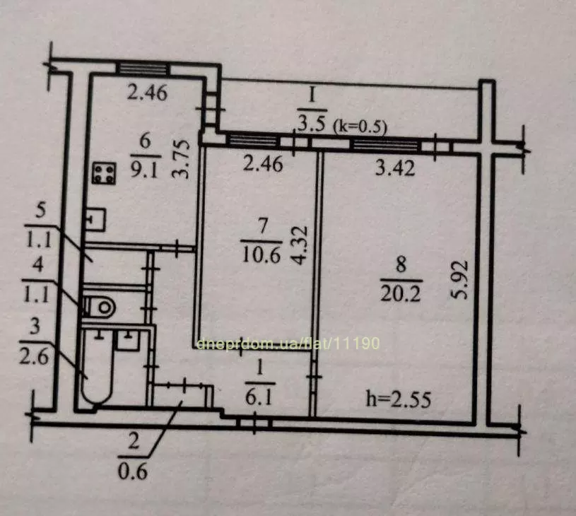 Продам 2к квартиру 40000 $, 55 м² проспект Олександра Поля